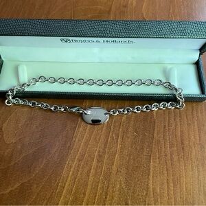 Rolo Chain Oval Tag Lobster Catch Necklace Choker Initial "A" - 16"